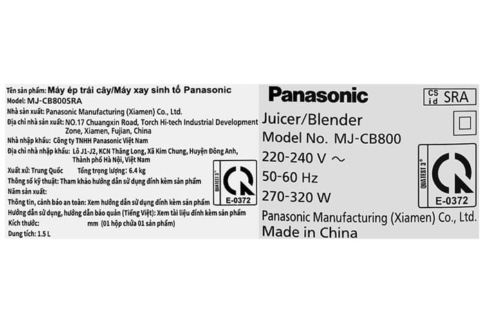 Máy ép trái cây Panasonic MJ-CB800SRA